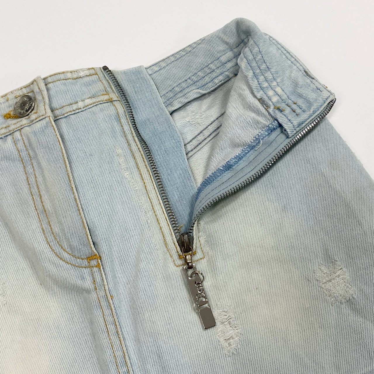 Ic6 Christian Dior クリスチャンディオール Hardcore ハードコア デニムスカート スタープレートチェーン 4E12033930 36サイズ ライトブルー コットン100％ レディース 女性用o07t