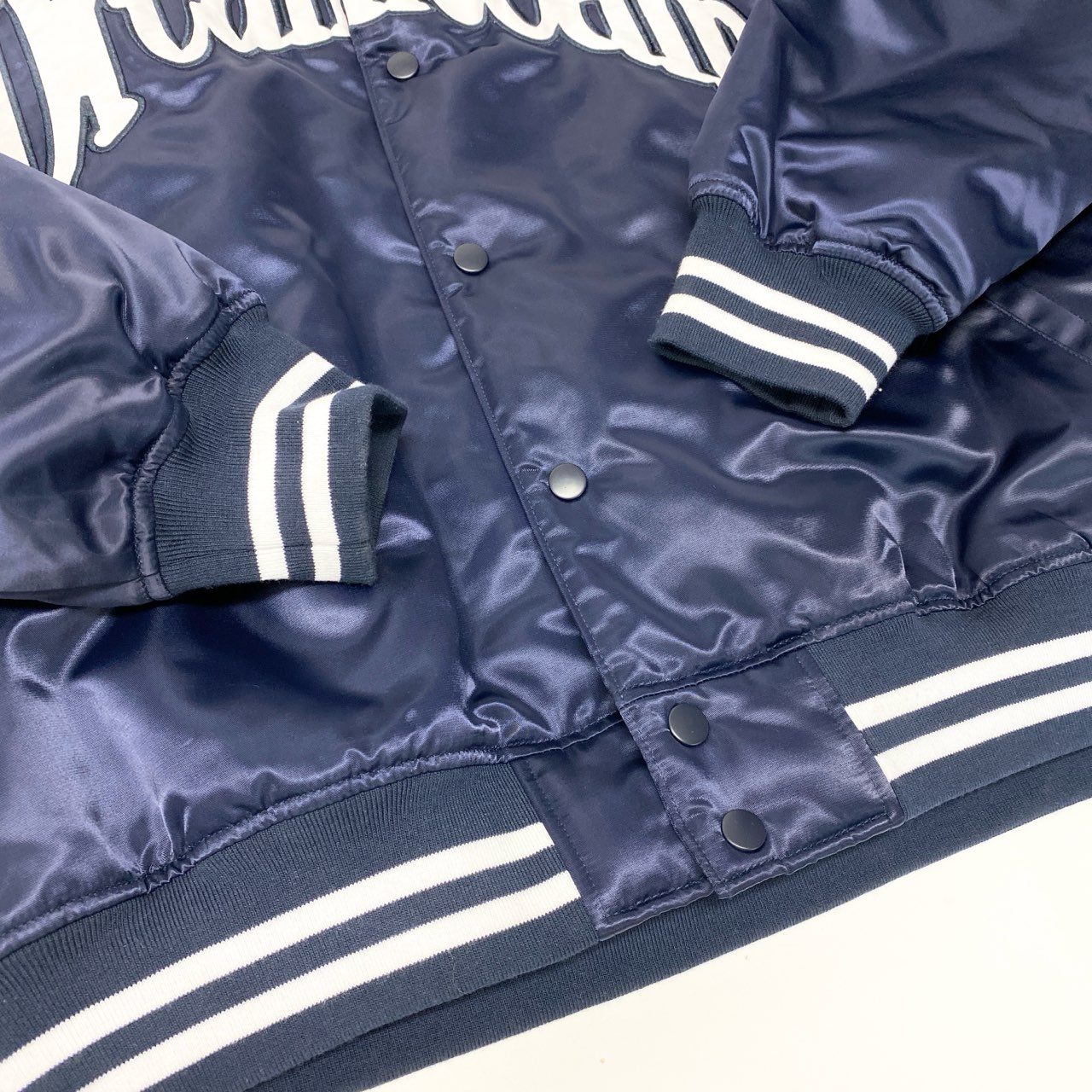 42b27 DREAMTEAM ドリームチーム スタジャン ボンバージャケット サイズL ネイビー メンズ アウター ブルゾン スタジアムジャンパーk02i