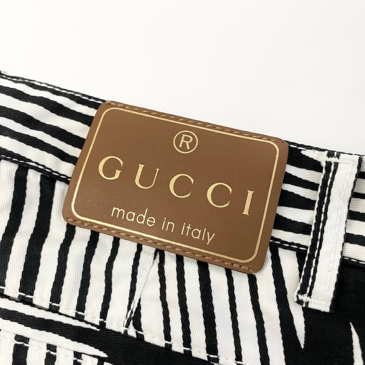 Ed15 GUCCI グッチ ゼブラストライプ ストレッチパンツ Zebra Stretch Pants サイズ40 ブラック ホワイトt18r