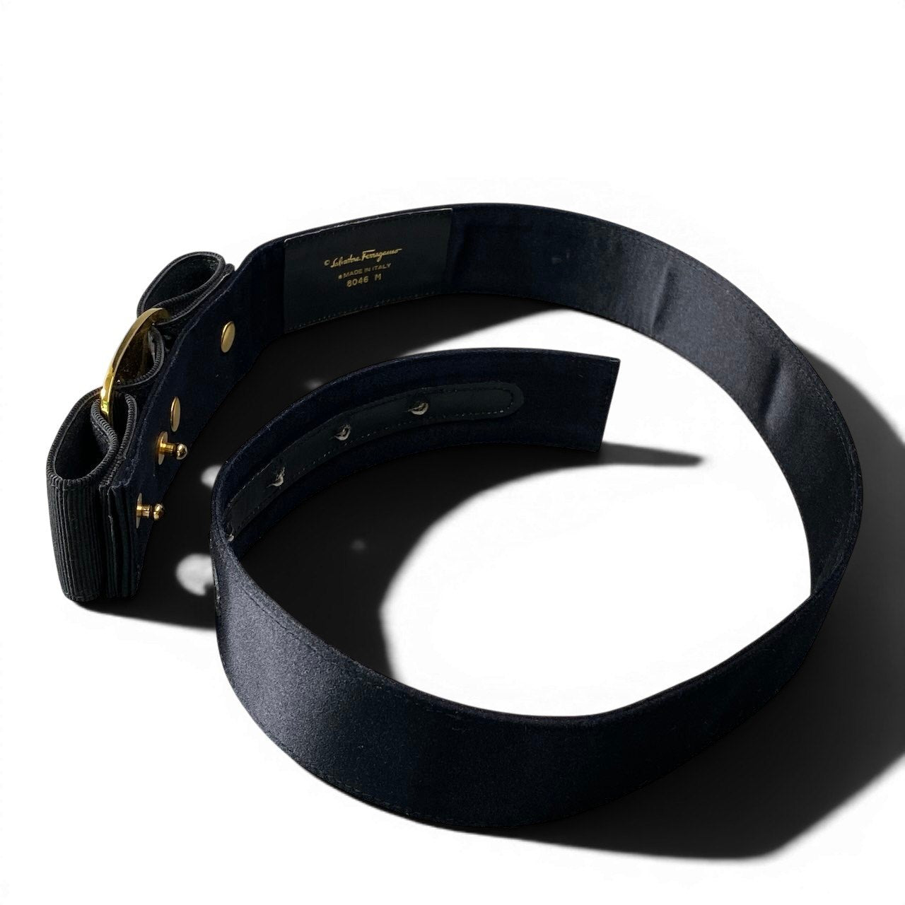 f10 Salvatore Ferragamo サルヴァトーレフェラガモ ヴァラリボン ベルト ゴールドバックル 8046 ブラック レディース 女性用u02t