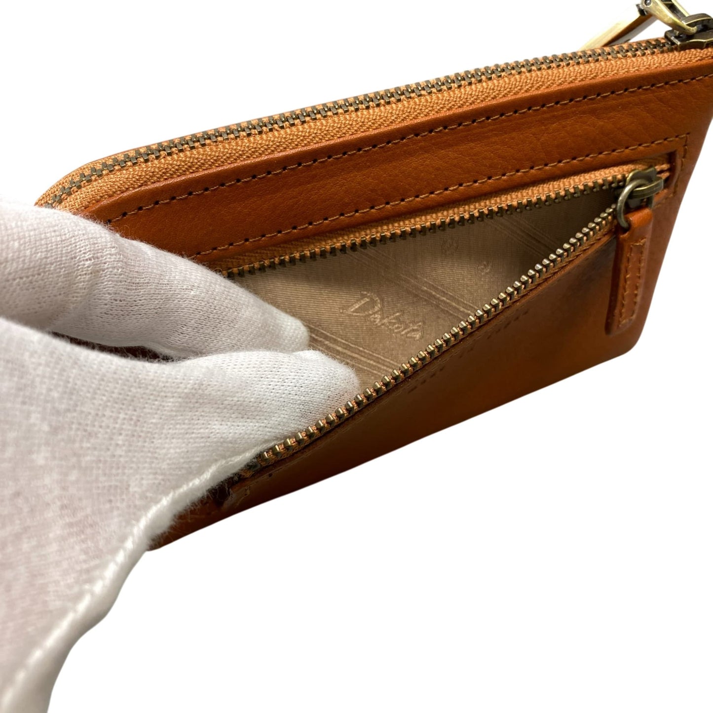 L10 《未使用》 Dakota ダコタ ラルゴ L字ファスナー 財布 ブラウン レザー ウォレット 小銭入れ 牛革 チャーム付きt18r