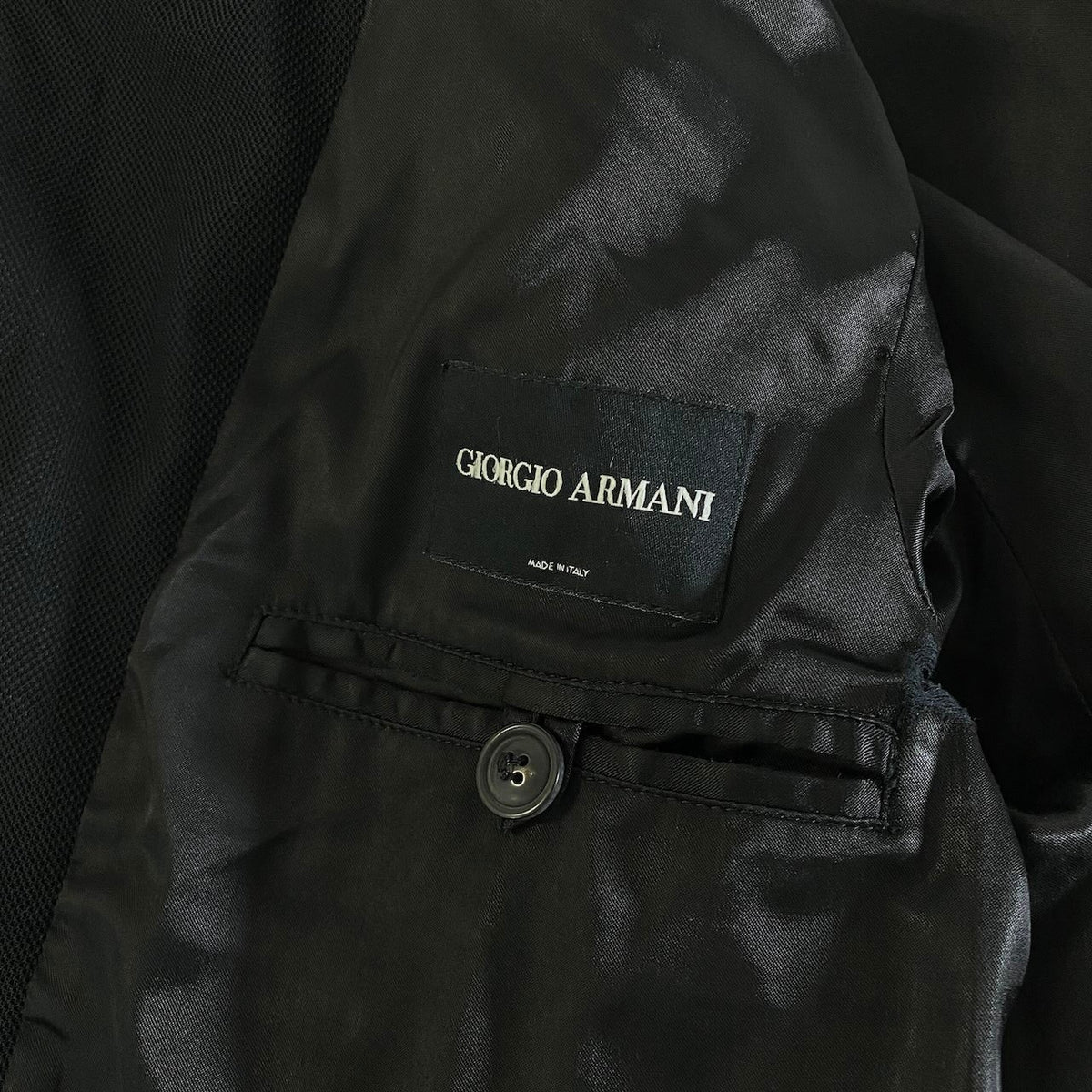35j26 【美品】 GIORGIO ARMANI ジョルジオアルマーニ スタンドカラー ジャケット ストレッチジャケット サイズ52 ブラック メンズu02t