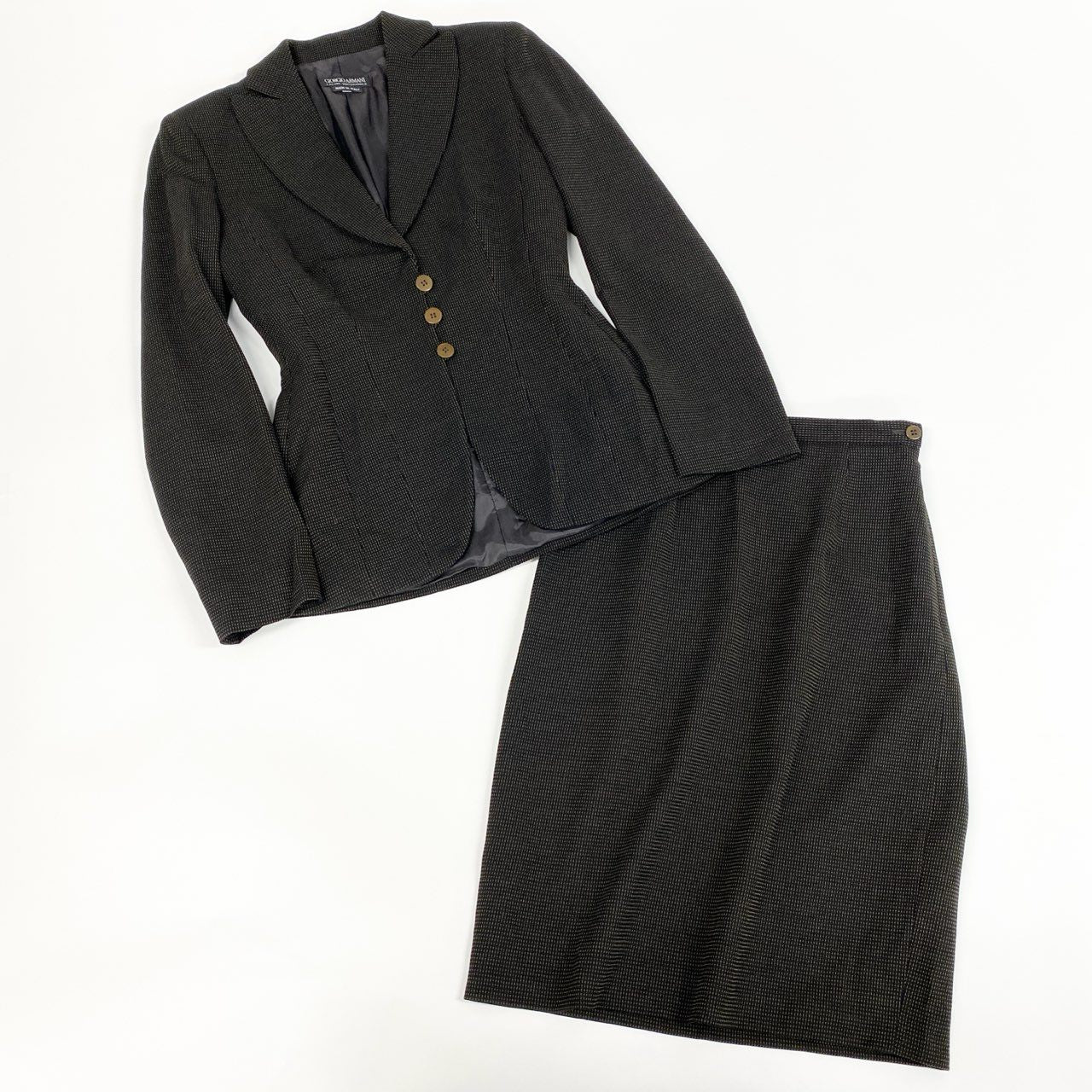 Ed6 GIORGIO ARMANI ジョルジオアルマーニ セットアップ スカートスーツ フォーマル  サイズ38 ブラック レディース 女性服u02t