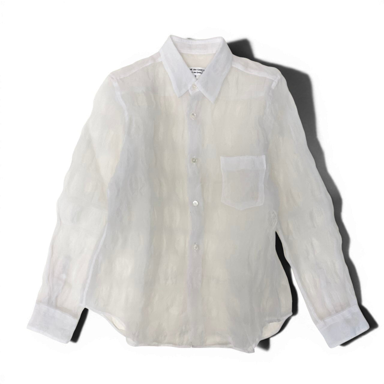 Af8 COMME des GARCONS COMME des GARCONS コムデギャルソン コムコム ロングスリーブ シアーシャツ ドット柄 水玉 AD2009 サイズS ホワイト ポリエステル100％ レディース 女性用u02tu02t