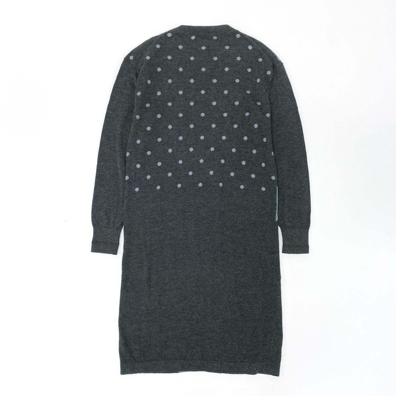 66l1 HERMES エルメス CLIC CLAC クリッククラック ニットワンピース ロングスリーブ カシミヤシルク混 ドット柄 水玉 レディース 女性用 17-7707 34 ダークグレーu02t