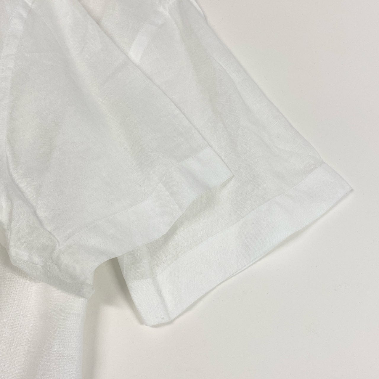 56k27 GIORGIO ARMANI ジョルジオアルマーニ 半袖シャツ リネンシャツ イタリア製 薄手 無地 42 16 1/2 ホワイト 麻100％o07t