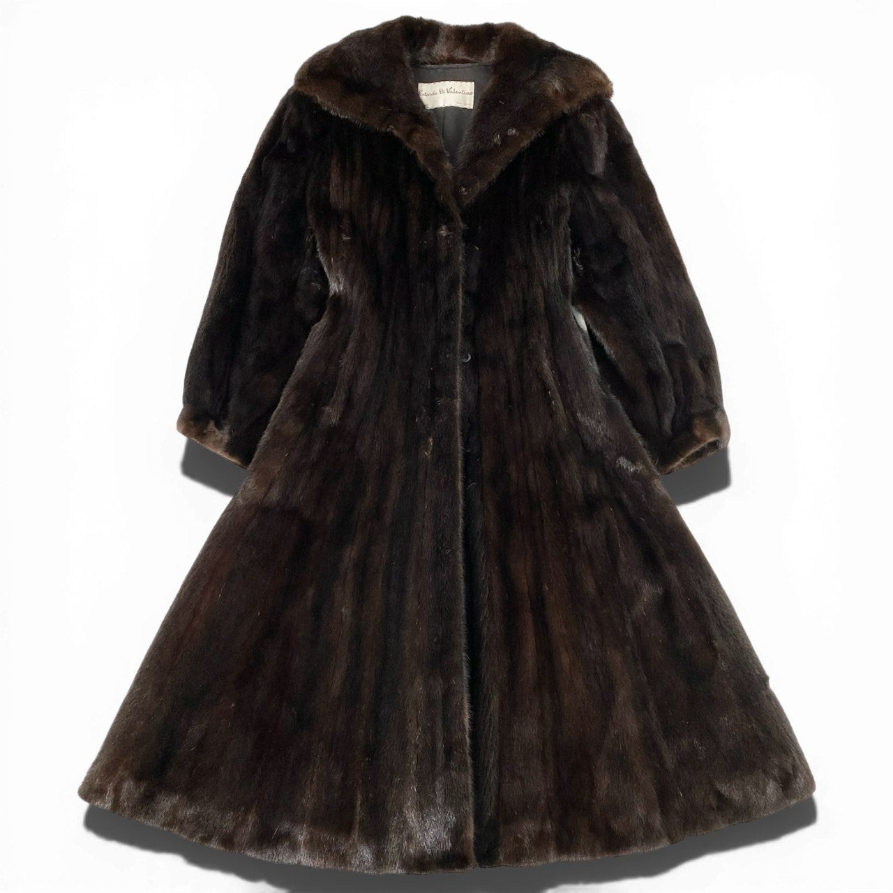 23a26 Estardo Di Valentino ヴァレンティノ マホガニーミンク 丈120cm 超ロングコート サイズF ブラウン 本毛皮 Mink Fur Long Coatt18r