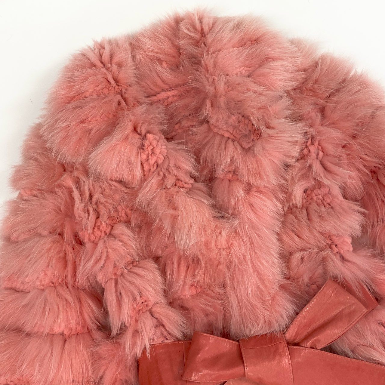 27k14《超希少》 染めフォックスファー 超ロングコート 102cm ピンク 最高級本毛皮 FOX FUR リアルファーt18r