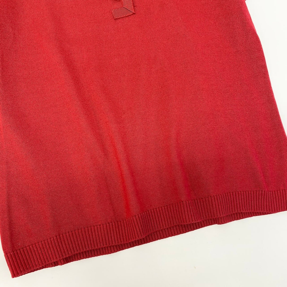 59d28 Salvatore Ferragamo サルヴァトーレフェラガモ 半袖 ニットポロシャツ クルーネック ニットセーター トップス サイズS レッド コットン100％ レディース 女性用u02t
