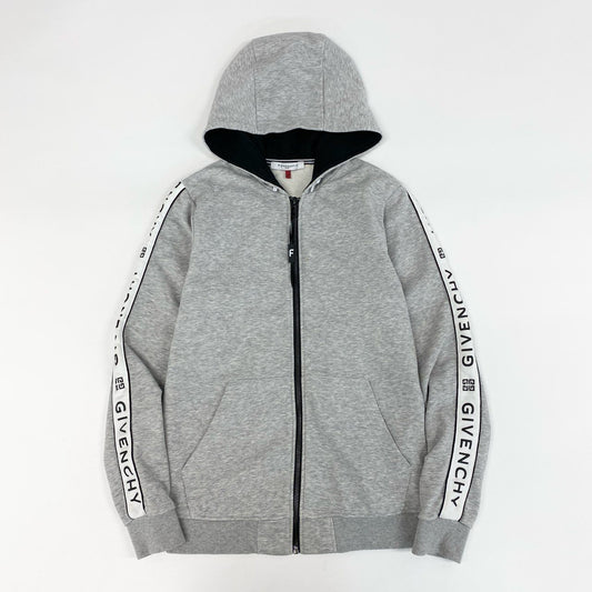 19g28 GIVENCHY ジバンシー サイドラインロゴ ジップアップ フーディ パーカー 12+ グレー コットン キッズ