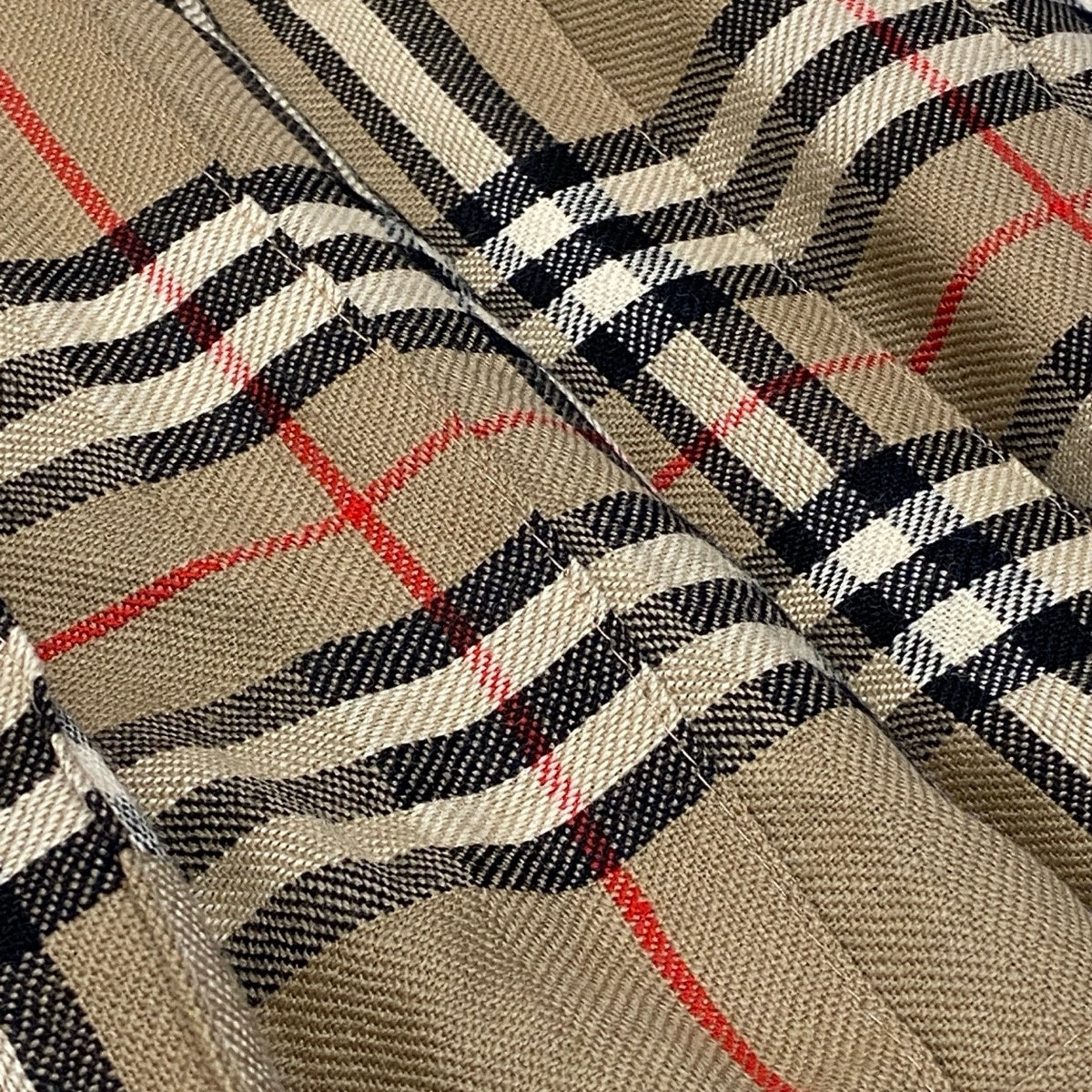 Ii27 BURBERRY バーバリー プリーツ ギャザースカート ボトムス ノバチェック ストライプ MADE IN UK 14 ブラウン系 ウール レディースo07t