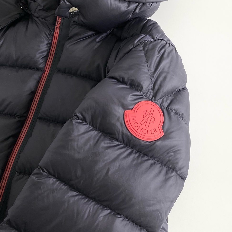 77d16 MONCLER モンクレール F20911A20100 ARVES GIUBBOTTO ダウンジャケット フーディ 2 ネイビー ナイロン ワッペン アウター フード取り外し可能 メンズ