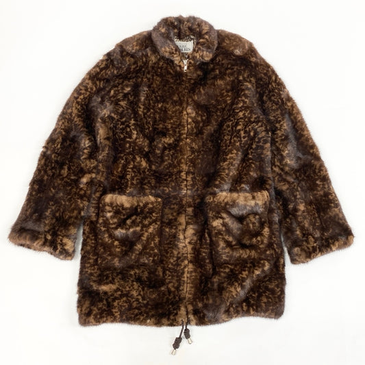 Eh10 Gianfranco Ferre ミンクコート レオパード 総柄 ブラウン ミンク メンズ 男性用u02t