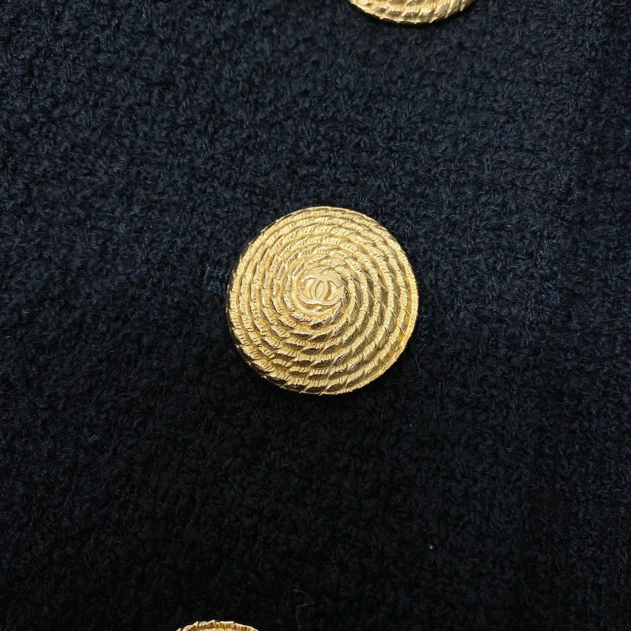 C CHANEL シャネル VINTAGE 1992SS 金ボタン ツイードジャケット 20450 38 ブラック ウール レディースnu1