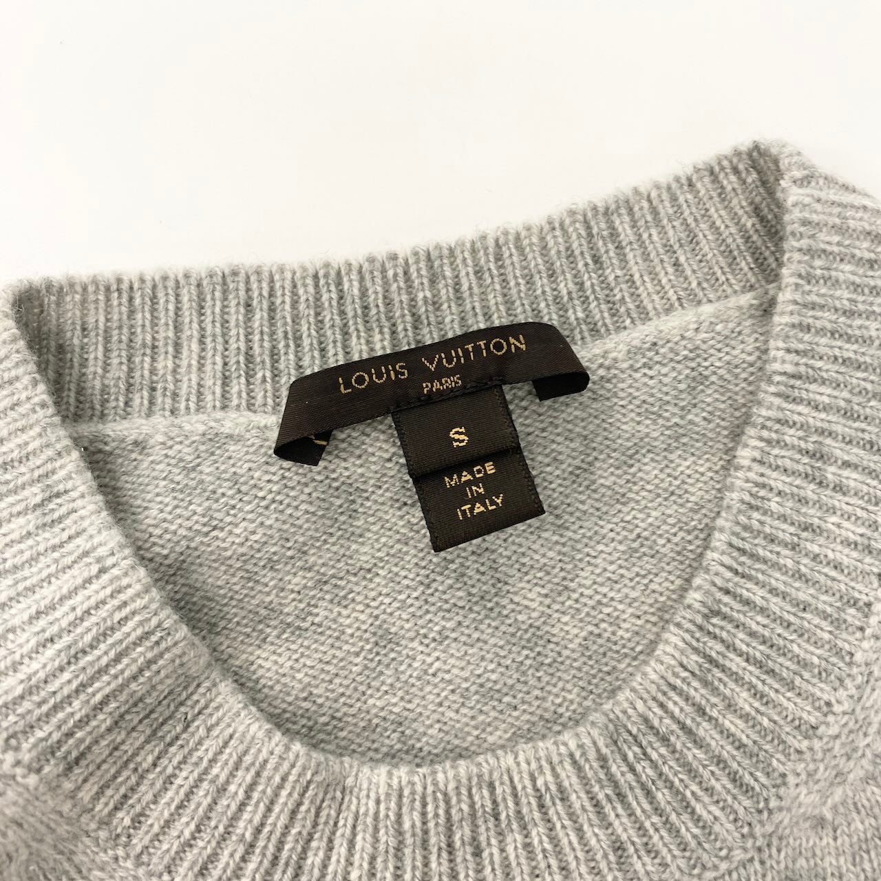 Ec30 《美品》 LOUIS VUITTON ルイヴィトン 5分袖 カシミヤニットセーター Cashmere Knit Sweater サイズS グレー イタリア製t18r
