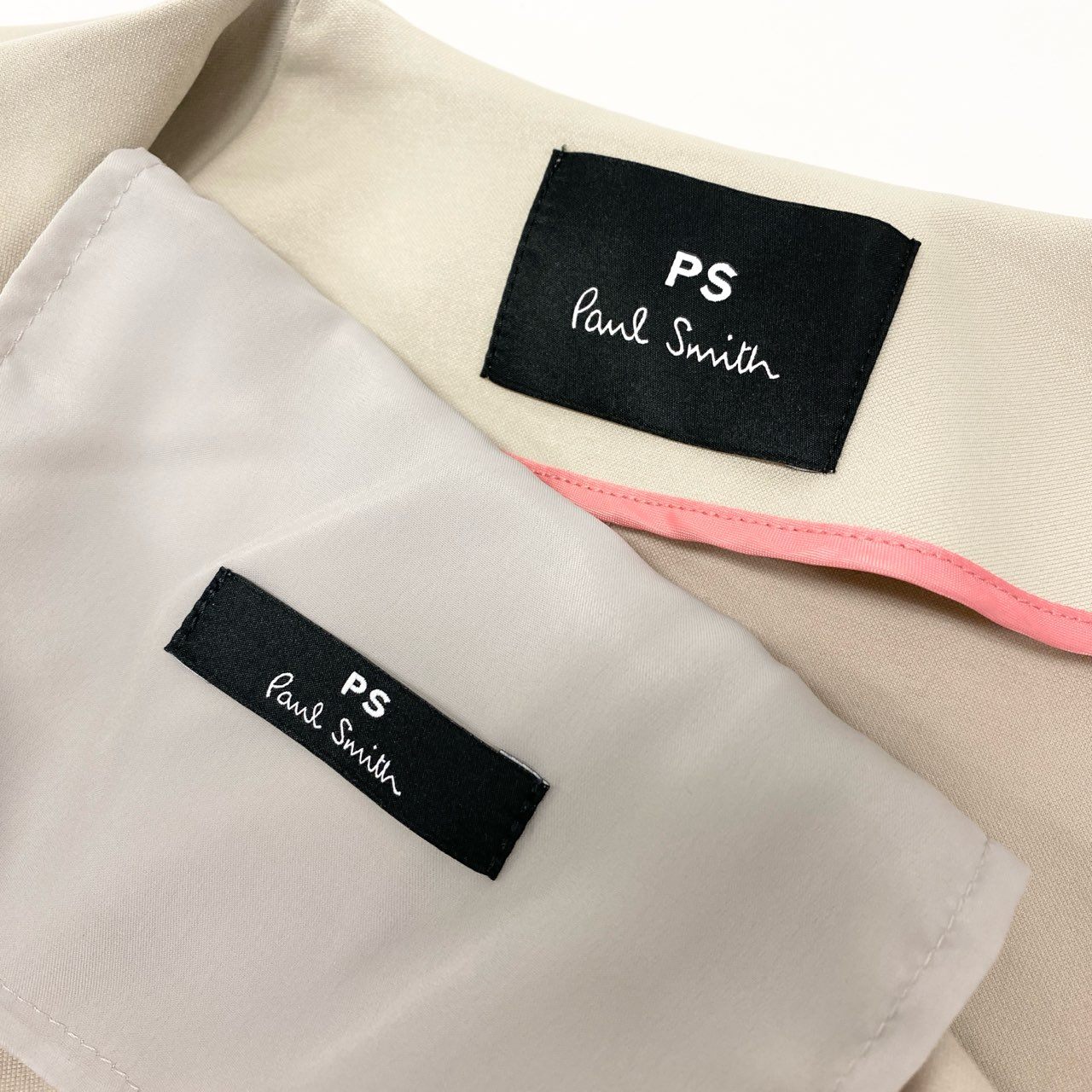 23i17 PS Paul Smith ポールスミス セットアップ ノーカラージャケット イージーパンツ ボトムス 大きいサイズ 42 XLサイズ相当 ベージュ レディースk02i