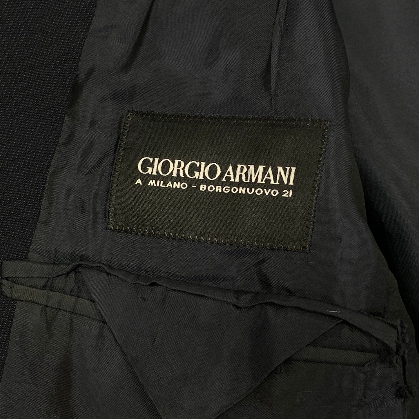 52l20 GIORGIO ARMANI ジョルジオ アルマーニ イタリア製 ダブルプレスト セットアップ スーツ ジャケット パンツ 48 ネイビー ウール メンズo07t