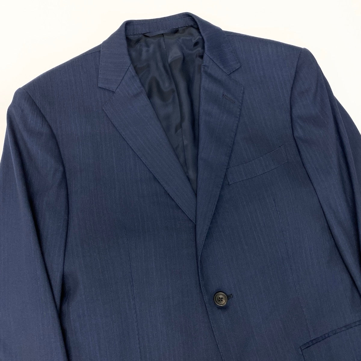 36e27①【美品】 azabu tailor 麻布テーラー Loro Piana ロロピアーナ生地 セットアップ オーダースーツ シングル 2B XLサイズ ネイビー メンズ 紳士服u02t