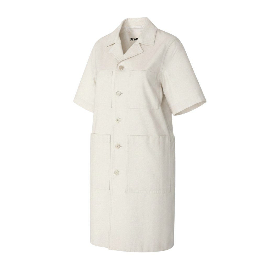 Ef25 JIL SANDER ジルサンダー 2020ss バックプリント シャツコート JSMQ430947 サイズ44 オフホワイト コットン100％ レディースo07t