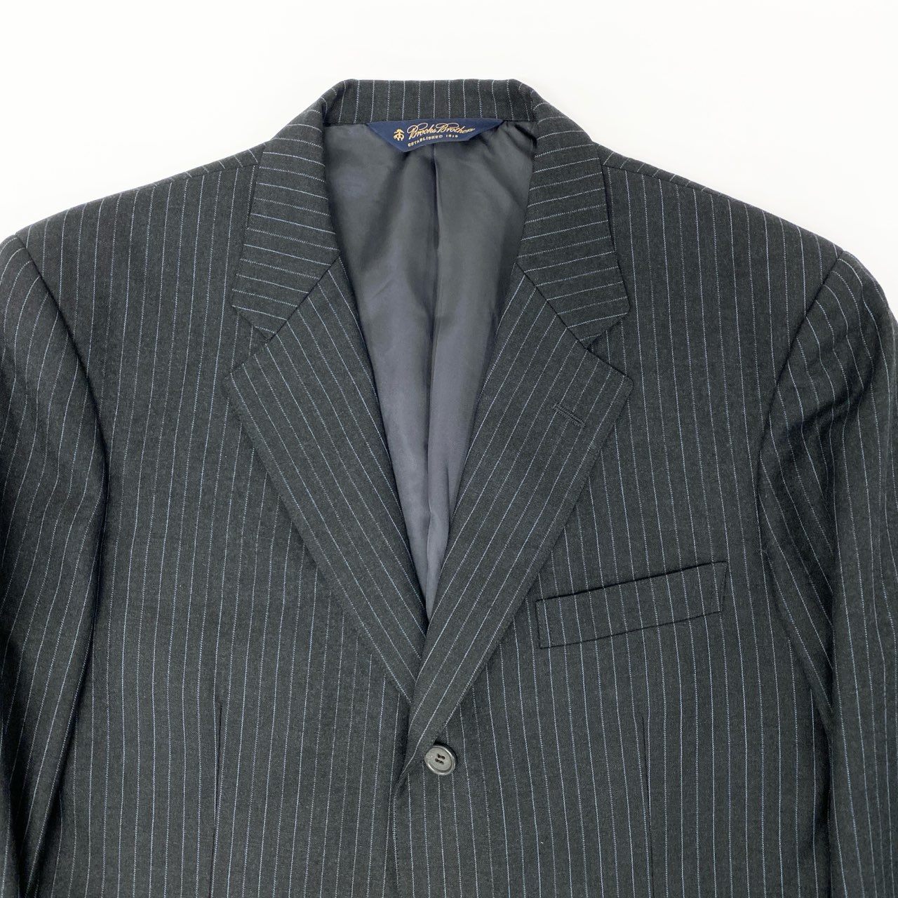 51Ⅼ2 Brooks Brothers ブルックスブラザーズ セットアップスーツ シングル 3B ストライプ柄 ウール混 メンズ 紳士服 ビジネス 40REG ブラックu02t