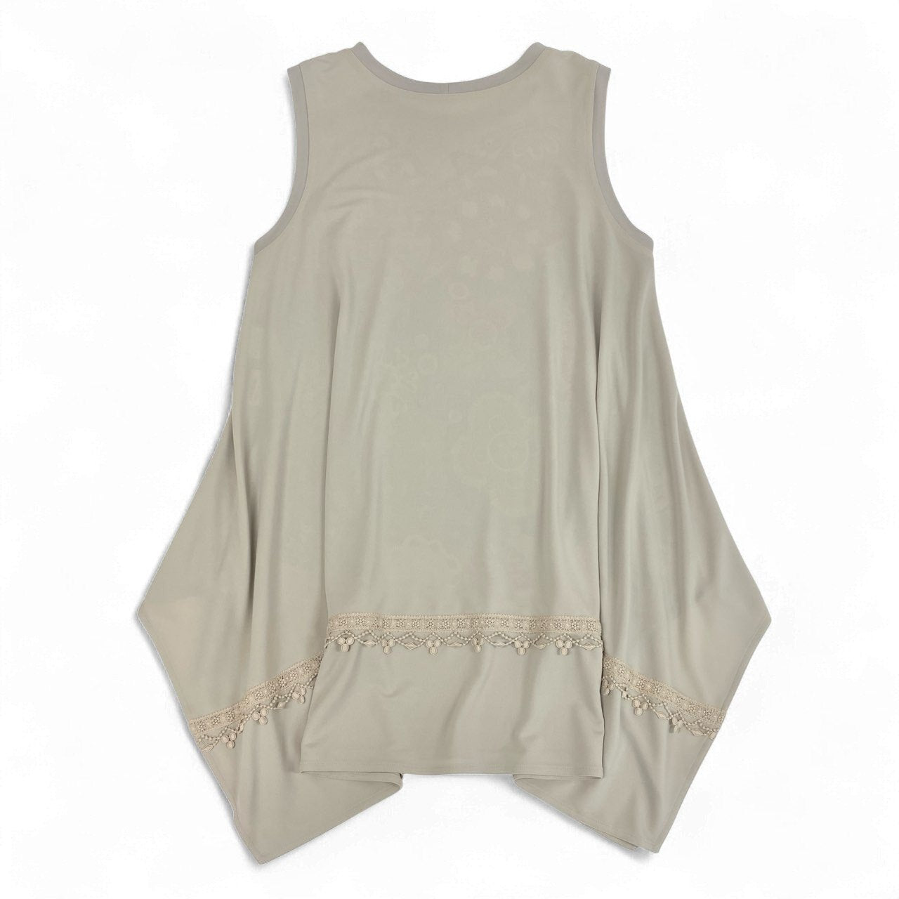 2k19《美品》 TOKUKO 1er VOL トクコプルミエヴォル チュニックワンピース ノースリーブ 裾変形デザイン プリント 刺繍 9 ベージュ レディースu02t