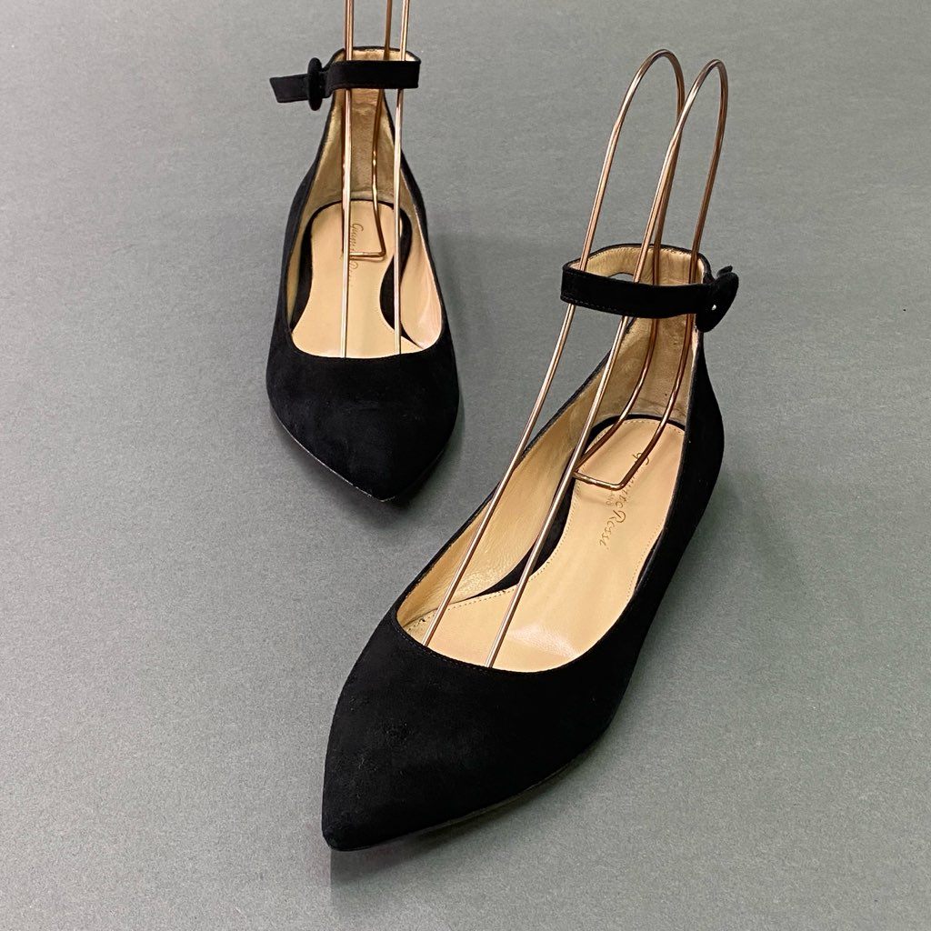 7d7 Gianvito Rossi ジャンヴィトロッシ フラットパンプス ストラップベルト シューズ バレエシューズ SOFIA FLAT イタリア製 36 ブラック