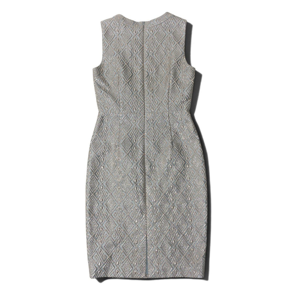 55h21 Max Mara マックスマーラ ピアノフォルテ ノースリーブ ドレスワンピース 総柄 イタリア製 42 ライトブルー シルバー レディースu02t