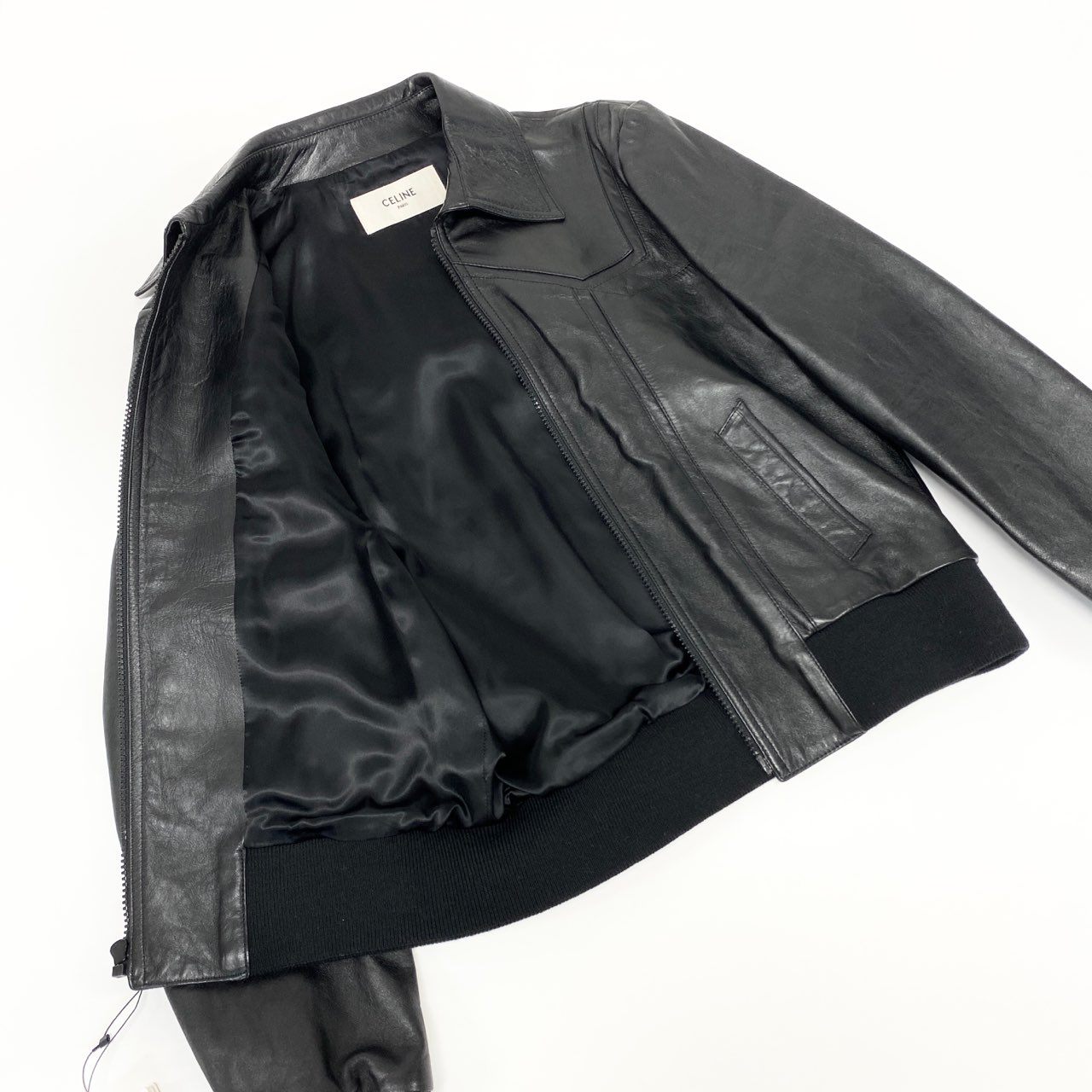 21L9【タグ付き】CELINE セリーヌ 21SS エディスリマン レザージャケット サイズ44 ブラック レザー メンズ ブルゾン アウターk02i