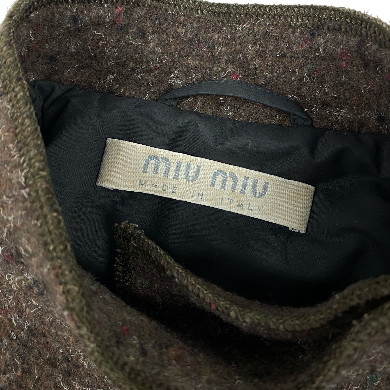Ed7 miu miu ミュウミュウ 中綿 ウールコート ステンカラーコート イタリア製 サイズ38 ブラウンo07t