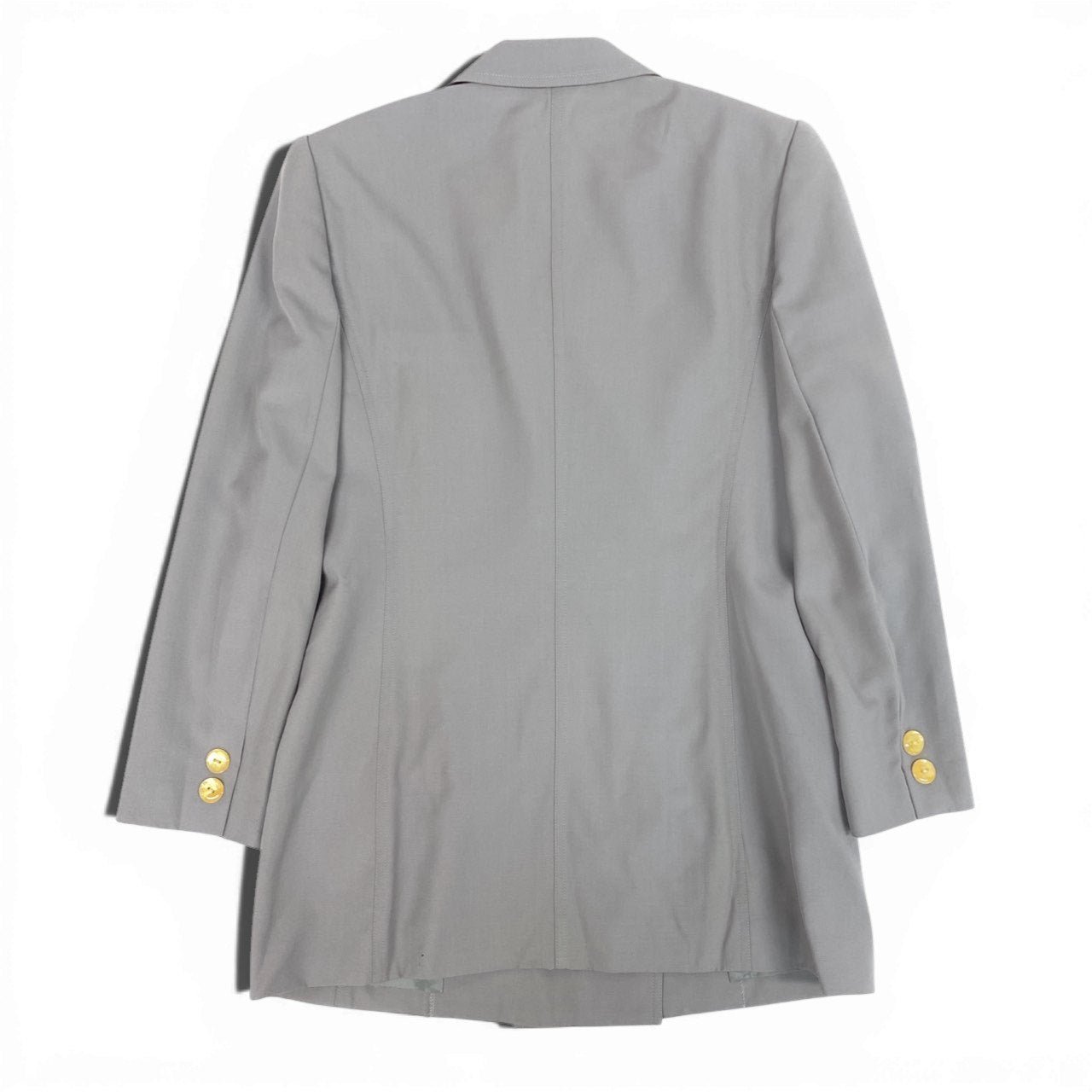 39b10 Christian Dior クリスチャンディオール ヴィンテージ シェルボタン テーラードジャケット 11サイズ グレー ウール100％ レディース 女性用k02i