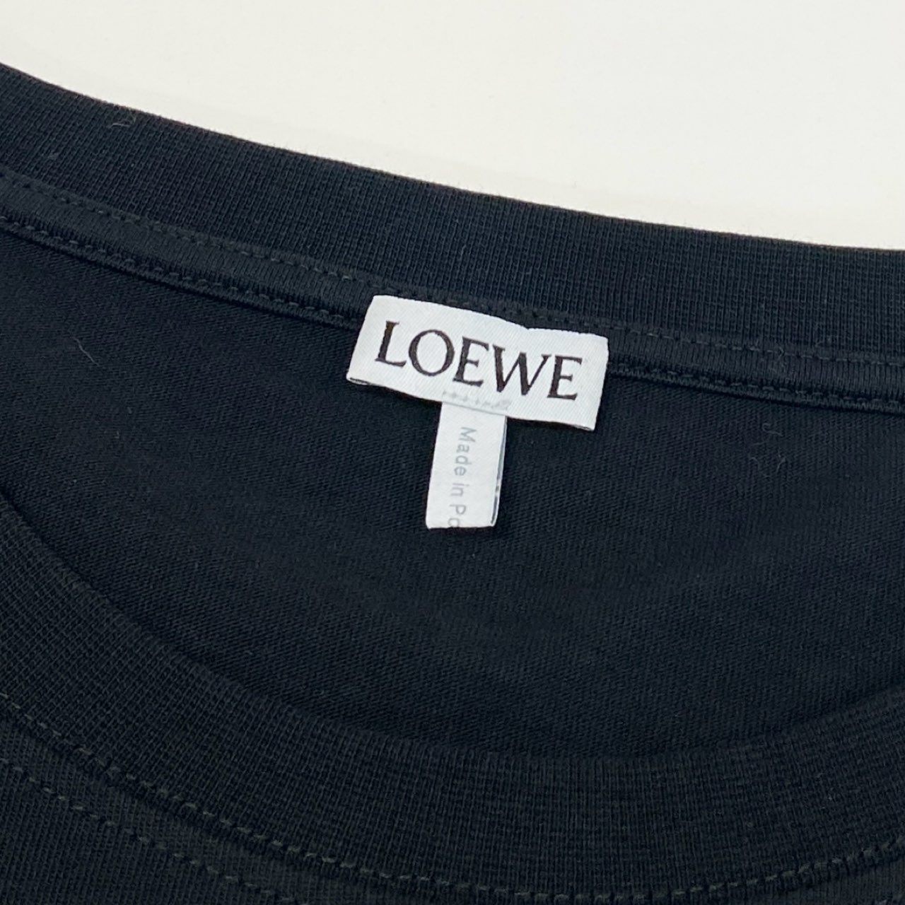 b23 LOEWE ロエベ アナグラム コットンTシャツ サイズL ブラック カットソー ロゴ刺繍 Logo Teet18r