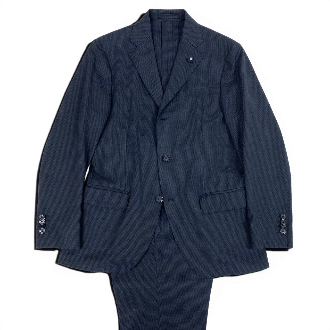 65d16 LARDINI ラルディーニ イージーウェア トラベラースーツ シングル 3B 伸縮ストレッチ ウエストゴム SU.507-A SU.507-B サイズ44 ネイビー メンズ 紳士服u02t