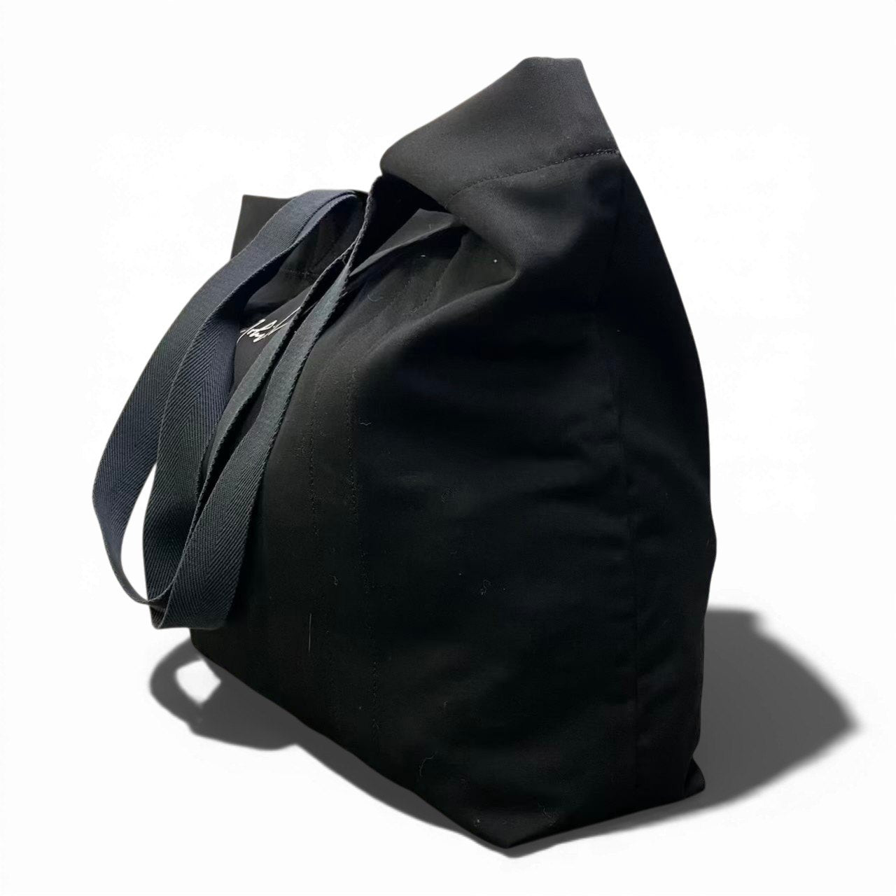 c23 Yohji Yamamoto POUR HOMME ヨウジヤマモト プールオム ブラック ウールギャバジン ロゴ トートバッグ メンズ 鞄k02i