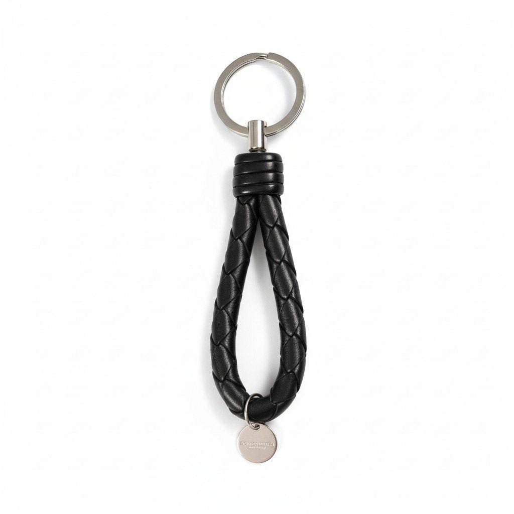 d10 BOTTEGA VENETA ボッテガヴェネタ イントレチャート レザーチャーム Intrecciato Leather Charm ブラック キーホルダーt18r