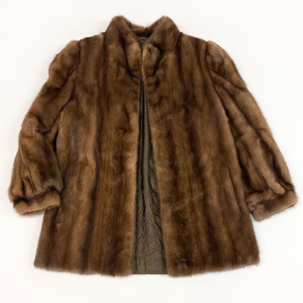 77L8 SAGA MINK サガミンク 銀サガ デミバフミンク ファーコート サイズ13号 ブラウン 最高級本毛皮 MINK FUR ポケット有t18r