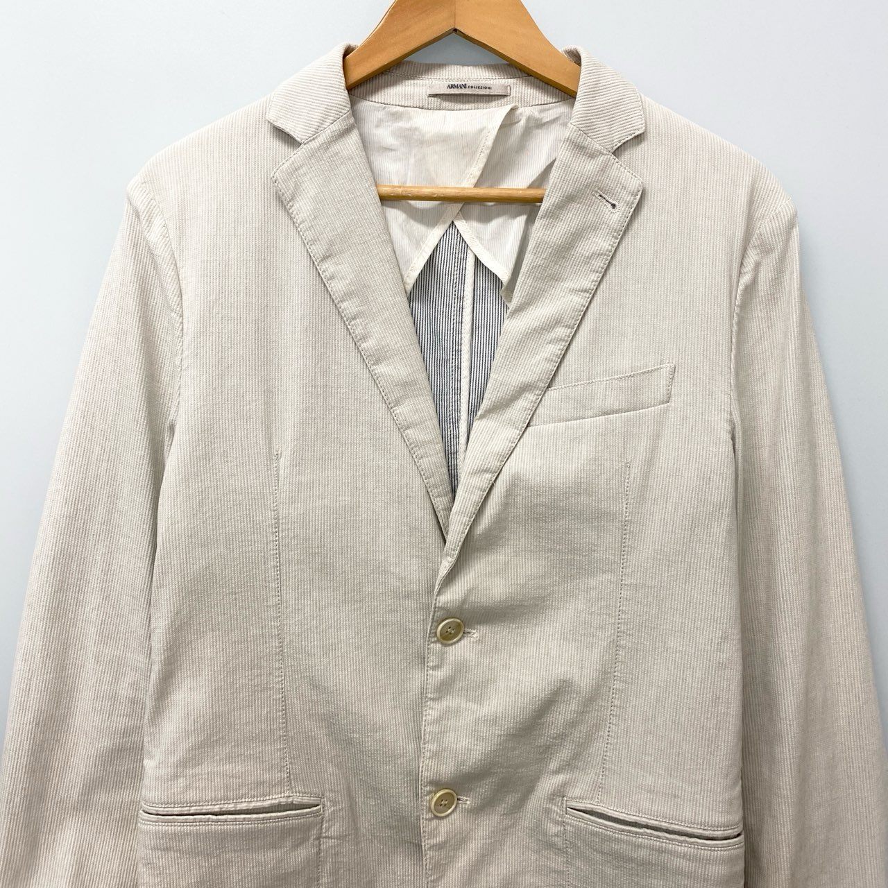 18c20 ARMANI COLLEZIONI アルマーニコレッツォーニ テーラージャケット サマージャケット 48 アイボリー メンズu02t