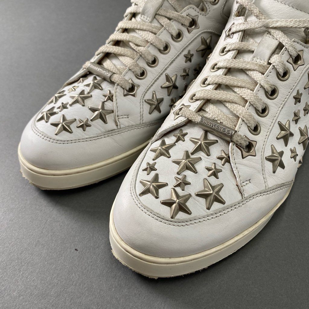 6d12 JIMMY CHOO ジミーチュウ スタースタッズ スニーカー 36 ホワイト レザー イタリア製 Star Sneaker