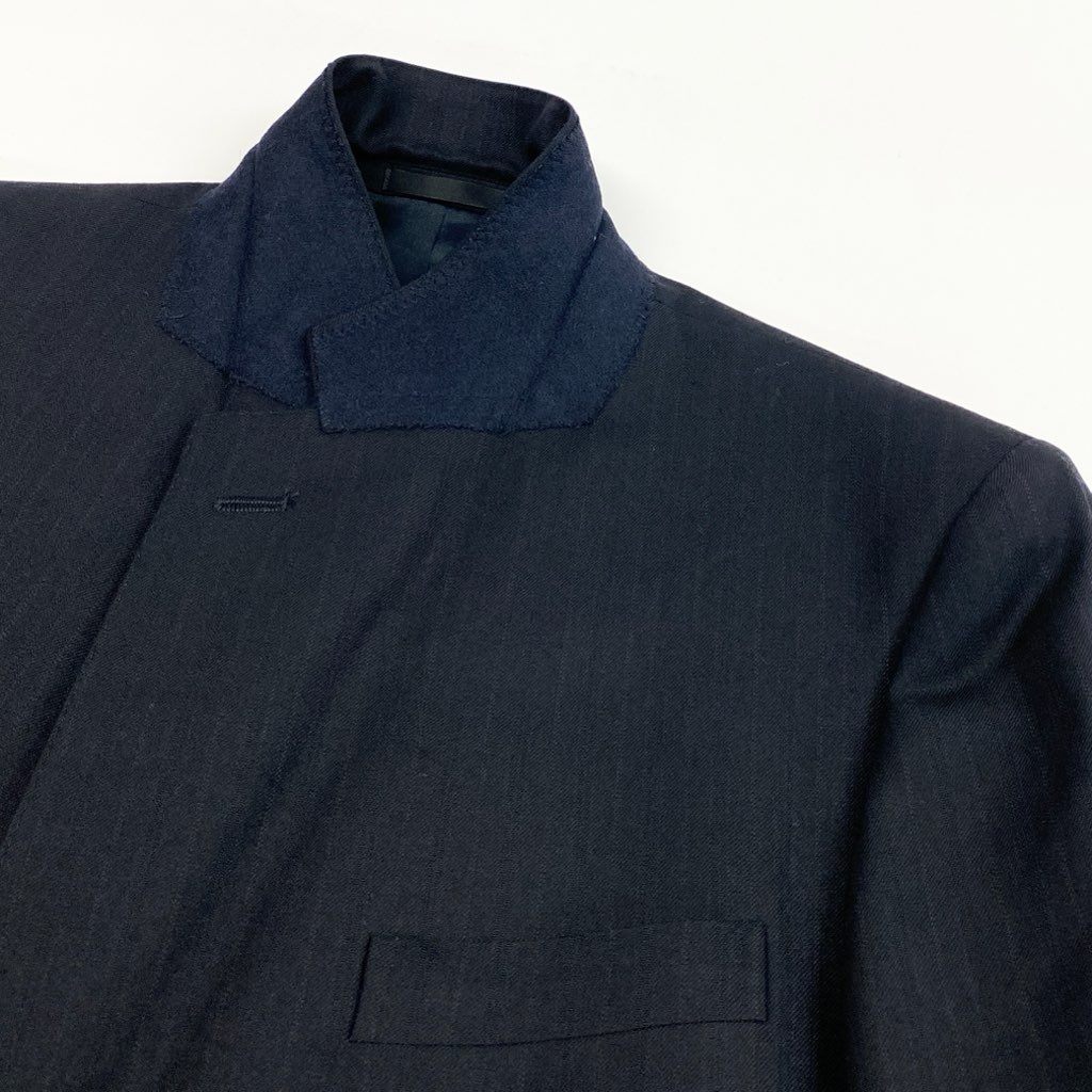 62l24 Burberry's バーバリーズ スーツセットアップ テーラードジャケット スラックス カシミヤ混 ストライプ BB5サイズ ネイビー メンズo07t