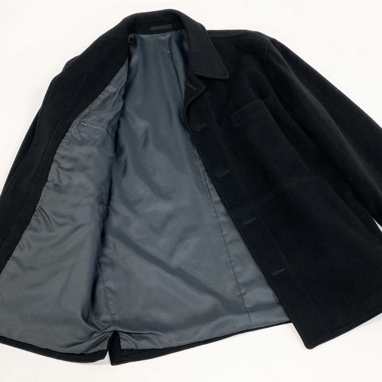 31L8 【美品】LANVIN CLASSIQUE ランバン クラシック カシミヤジャケット ショートコート アウター 48サイズ ブラック カシミヤ100％ メンズo07t