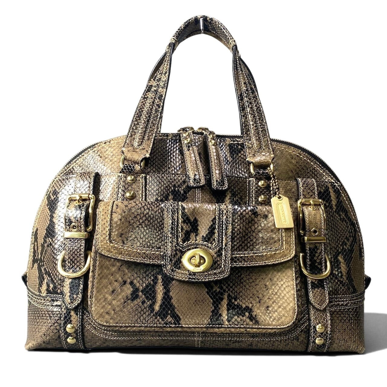 h11 COACH コーチ ミランダプリンテッド パイソンサッチェル ハンドバッグ Hampton Miranda Python Satchel Handbag 11089t18r