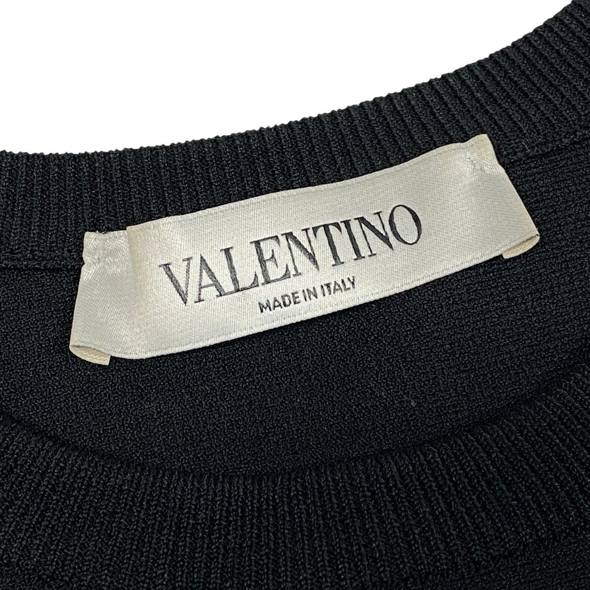 Eg13 【美品】VALENTINO ニットドレス レースデザイン イタリア製 XSサイズ ブラック ホワイト レディース 女性用k02i