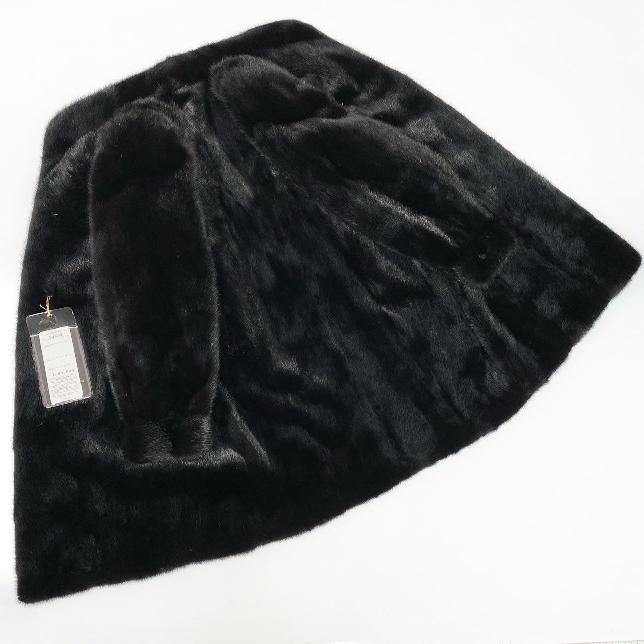 86L5 ブラックミンク ロングコート サイズ13号 Black 最高級本毛皮 MINK FUR COAT タグ付 艶◎ 毛並み◎t18r