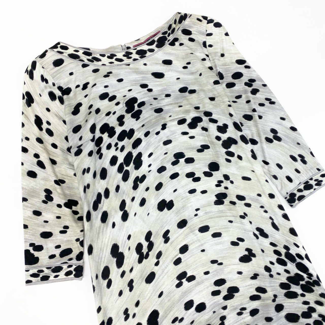 79k21 LEONARD FASHION レオナール ロングシャツワンピース 7分袖 総柄プリント レディース 女性用 L マルチカラー コットン100％u02t