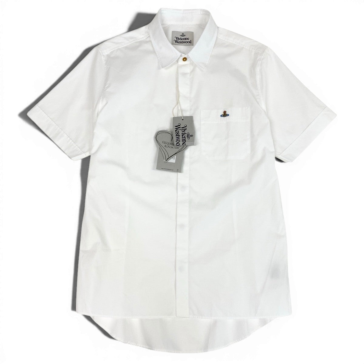Ie28 【未使用タグ付】 Vivienne Westwood ヴィヴィアンウエストウッド 26ss 現行 CLASSIC 半袖シャツ 24010004 W009Q サイズ54 ホワイト コットン100％ メンズ 紳士服u02t