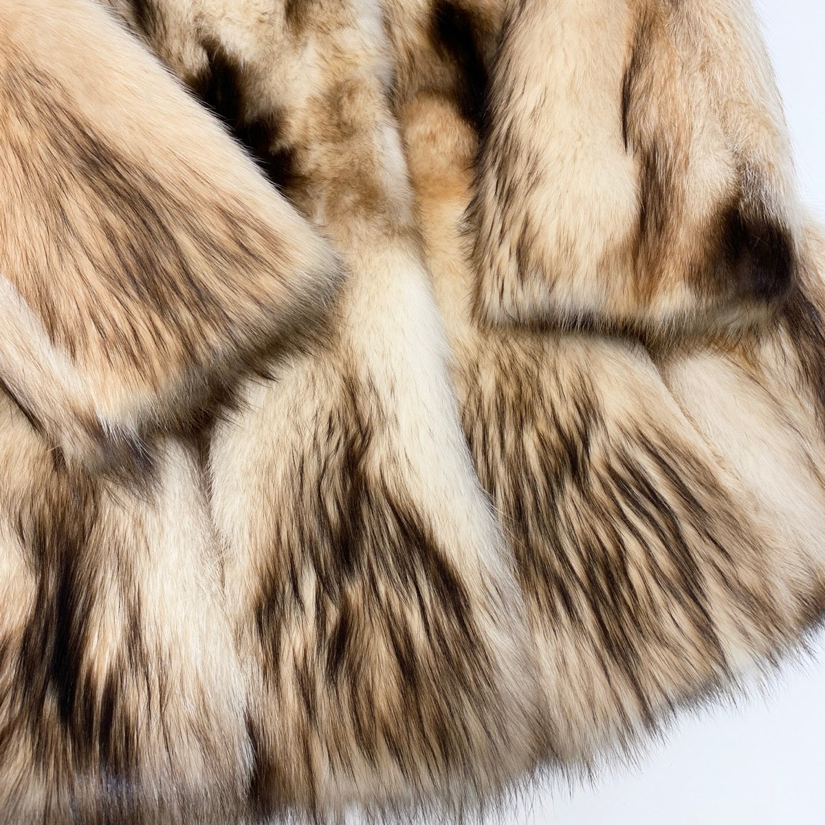56g14 フィッチファー 毛皮コート セミロングコート リアルファー ポケット有 11 ベージュ系 フィッチ Fur Coatu02t