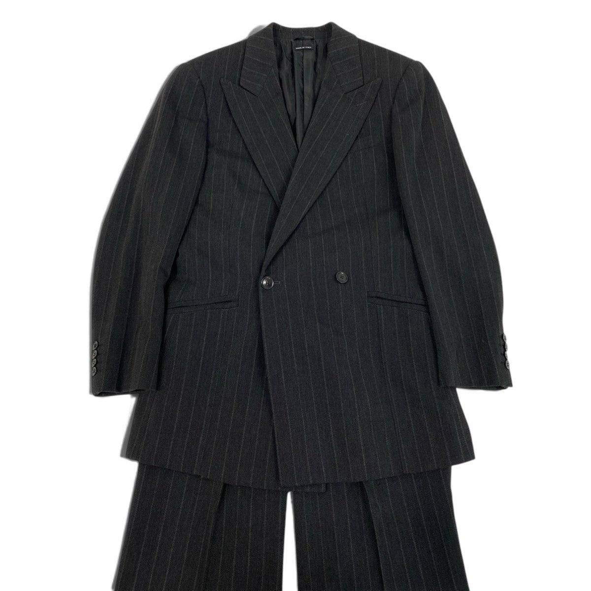 66j6 GIORGIO ARMANI ジョルジオアルマーニ ストライプ ダブルブレスト スーツ セットアップ サイズ50 グレー フォーマルt18r