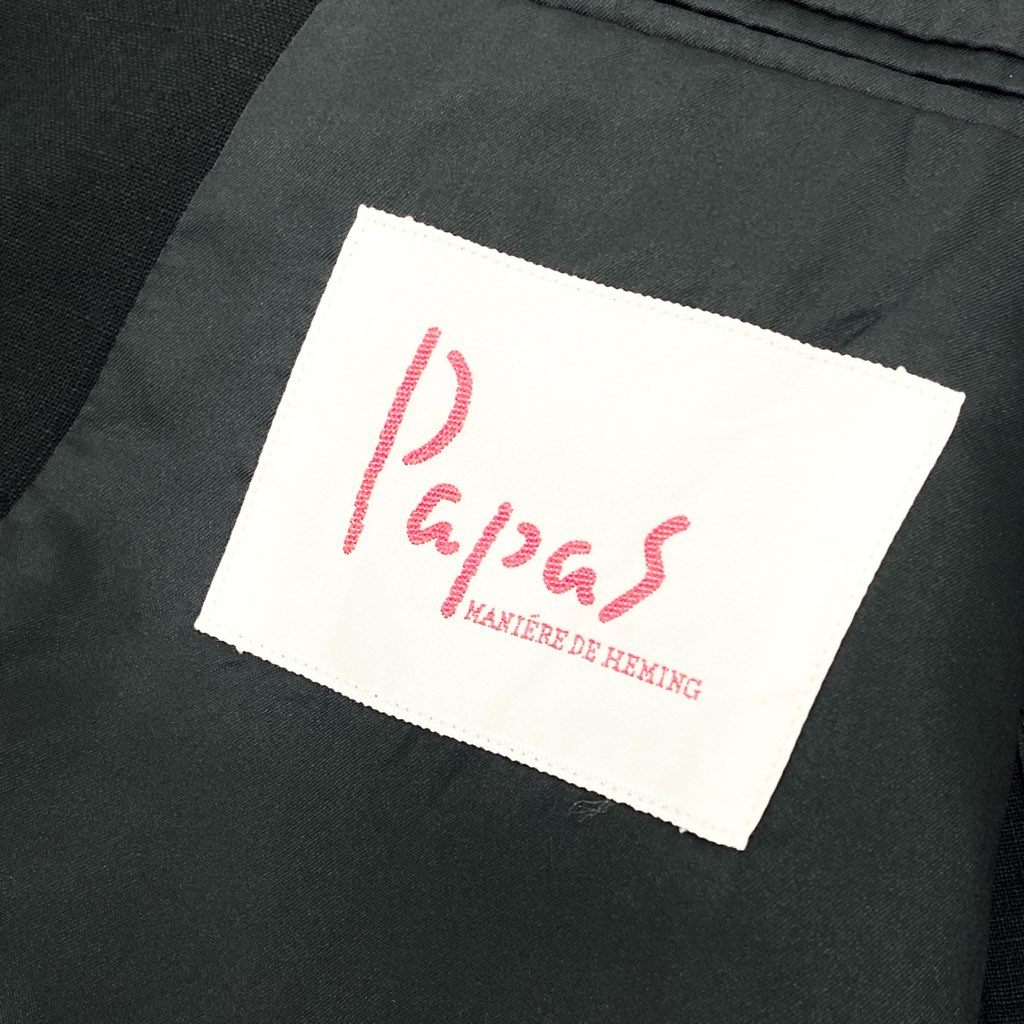 81L15 Papas パパス テーラードジャケット サマージャケット M ブラック リネン100 メンズu02t