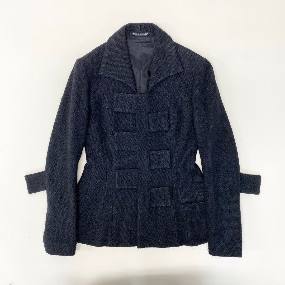Af25 Yohji Yamamoto femme ヨウジヤマモト スナップボタン 中綿ジャケット ウールシルクブレンド FE-J05-149 ブラック レディースo07t