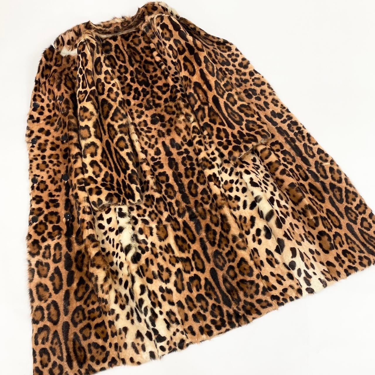 e1 【美品】DOLCE&GABBANA ドルチェアンドガッパーナ 毛皮ロングコート レオパード イタリア製 36サイズ ベージュ 毛皮 レディース 女性用u02t