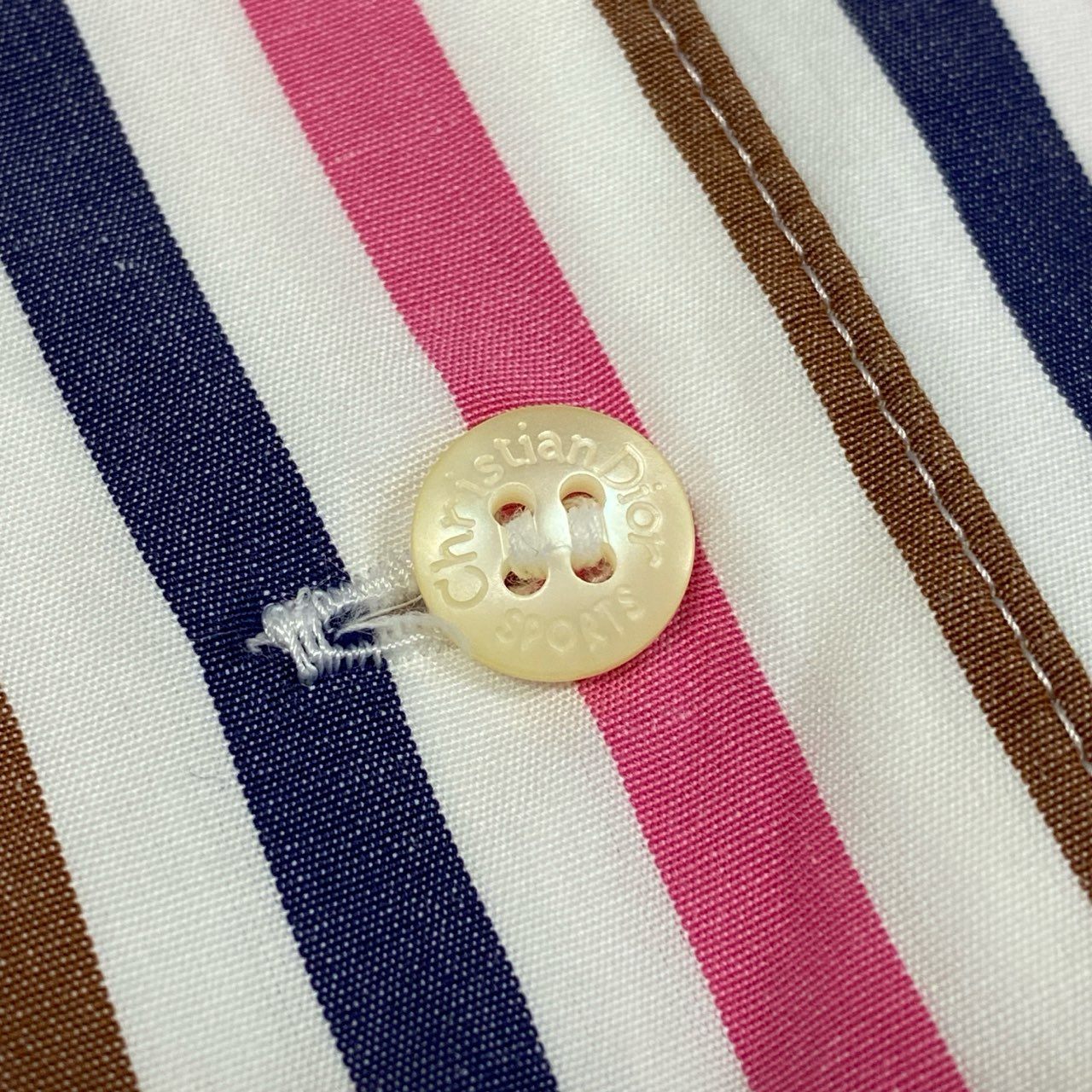 42a23 Christian Dior クリスチャンディオール 半袖シャツ トップス エンブレム刺繍 M マルチカラー ストライプ レディースu02t
